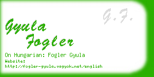 gyula fogler business card